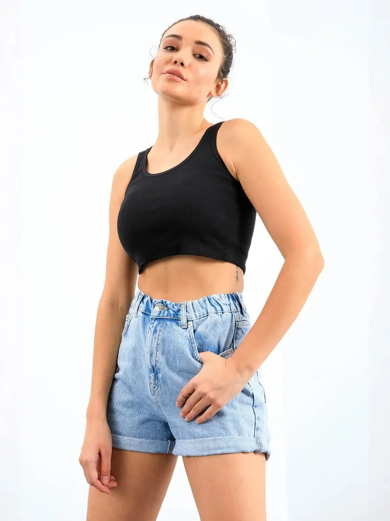 TOMMYLIFE TOMMY Ribbed Sleeveless Crop Top