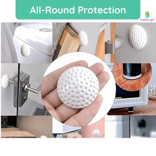 KidDough Door Stopper Bumper, 10 Pieces, Wall and Door Protector, Noise Reduction, Door Handle Knob Wall Shield Bumper Guard for Wall - Image 4