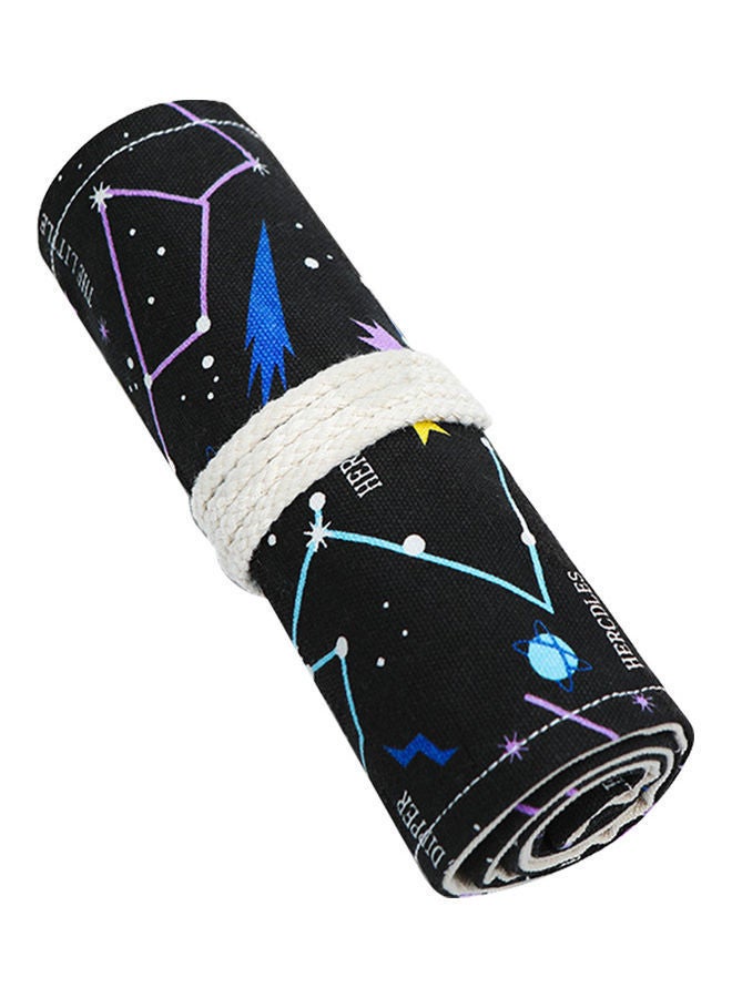 NIBEMINENT 72-Slots Paint Brush Holder Roll Up Canvas Pouch Black