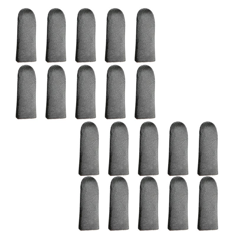 Gaming Finger Sleeve 20pcs Black 0.30mm Thin Light Breathable Silver Fiber Densely Woven Sensitive - Seamless Knitting Elastic Close Fit Durable Stretching Thumb Sleeve for Mobile Gaming Enthusiasts - Image 1