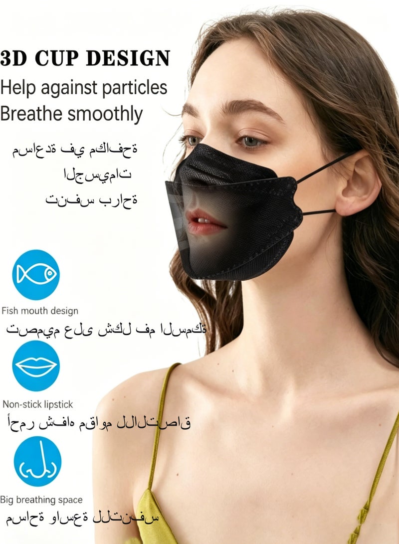 KIIUMI KN95 Face Masks for Adults 10 Pack Black 3D Breathable Dust Masks with Nose Clip Elastic Earloop Individually Wrapped for Office Travel Daily Use - Image 4