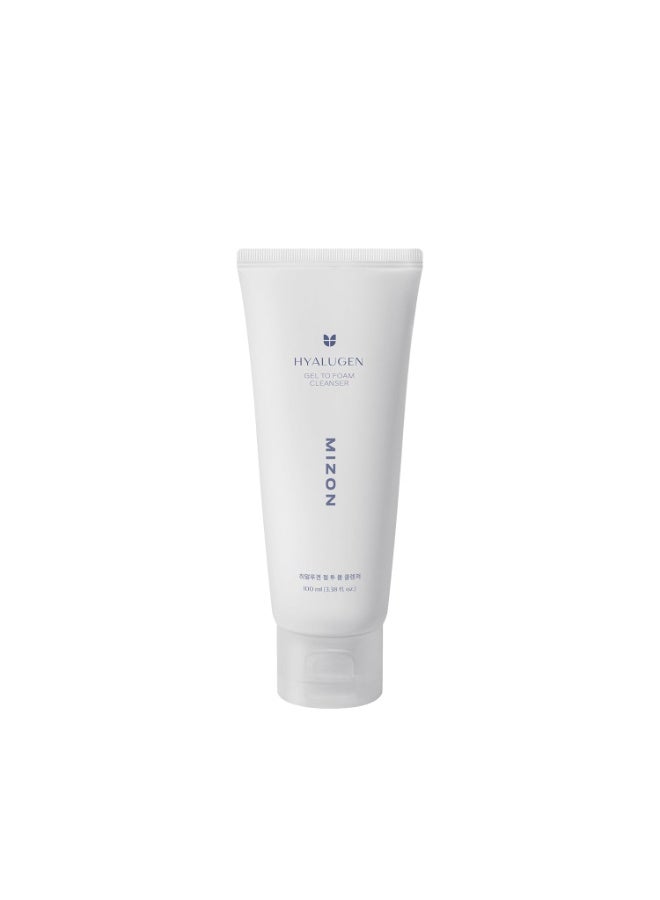MIZON Hyalugen Gel To Foam Cleanser Collagen Hyaluronic Acid Hydrating Hypoallergenic Face Wash for Dry Skin Moisturizing Korean Skincare - 100 ml - Image 1