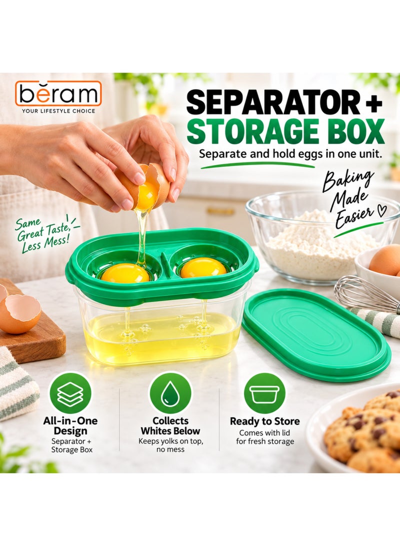 BERAM Egg Separator Storage Box, Yolk and White Filter Container, BPA-Free Multi-Egg Divider, Green Kitchen Gadget for Baking - Image 3