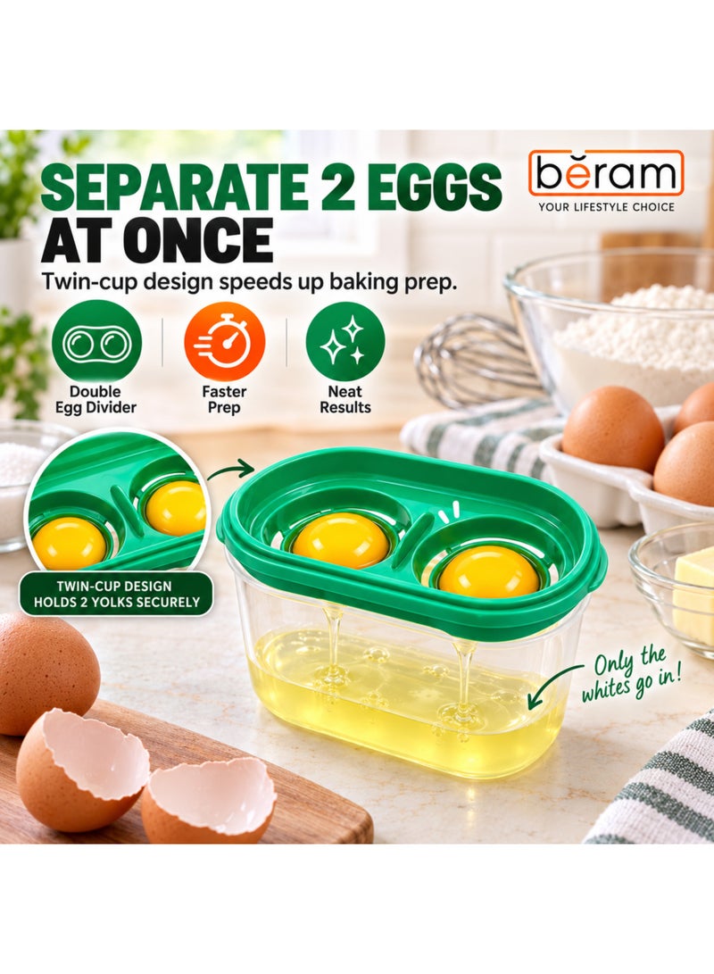 BERAM Egg Separator Storage Box, Yolk and White Filter Container, BPA-Free Multi-Egg Divider, Green Kitchen Gadget for Baking - Image 4