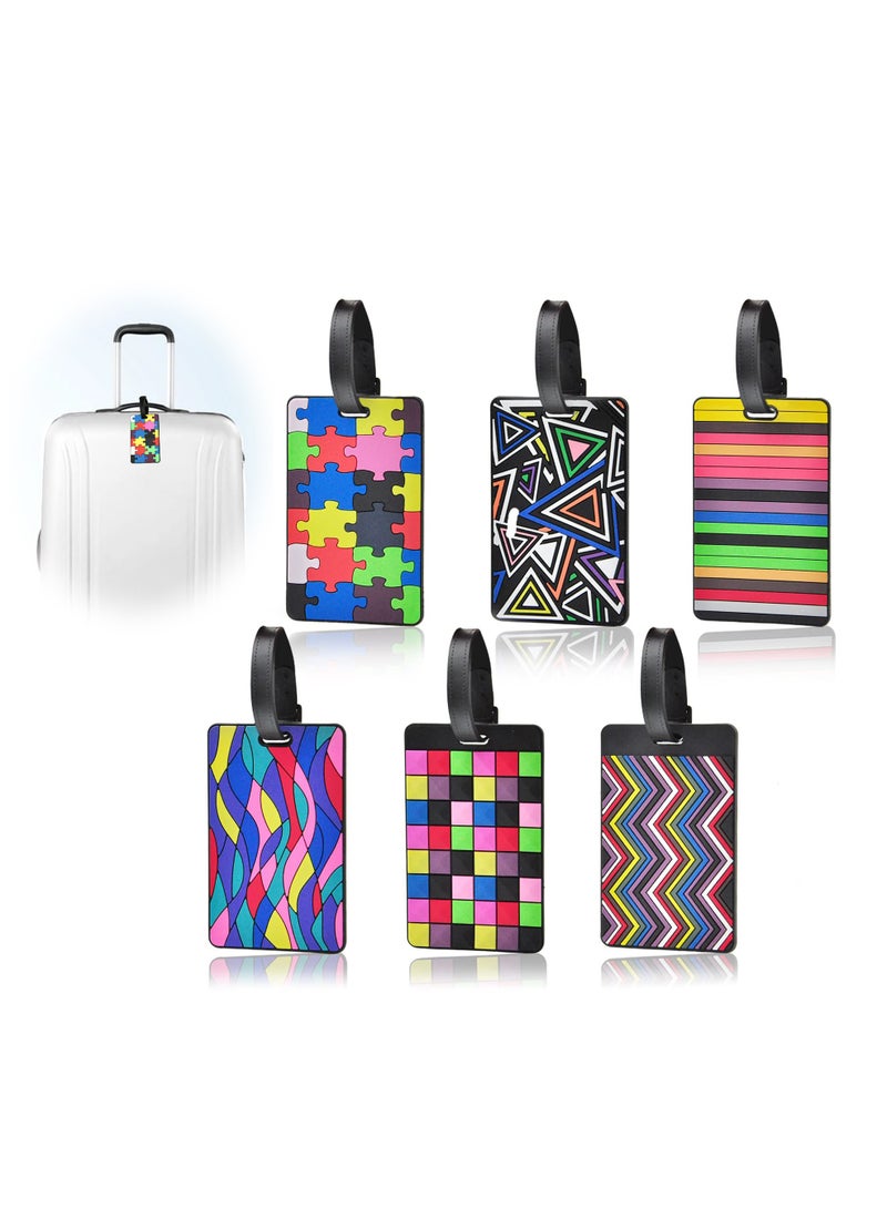 SOLARAE Luggage Tag, 6 Piece Suitcase Luggage Tags Handbag Travel Bag School Bag Handbag Instrument Tag Name Address Tag with Information Card Stock and Hanging Buckle - Image 1