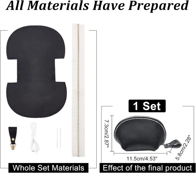 klarako DIY Leather Purse Making Kit, PU Leather Zipper Wallet Making Materials Handmade Mini Change Pouch Coin Purse Sewing Accessories Leather Craft Purse Pocket Making Supplies, 4.5x2.8 Inch - Image 3