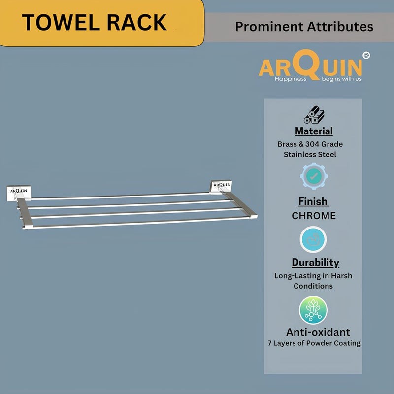 ARQUIN 304 Grade Stainless Steel Towel RackTowel RackBathroom Accessories Taurus Chrome - Image 2
