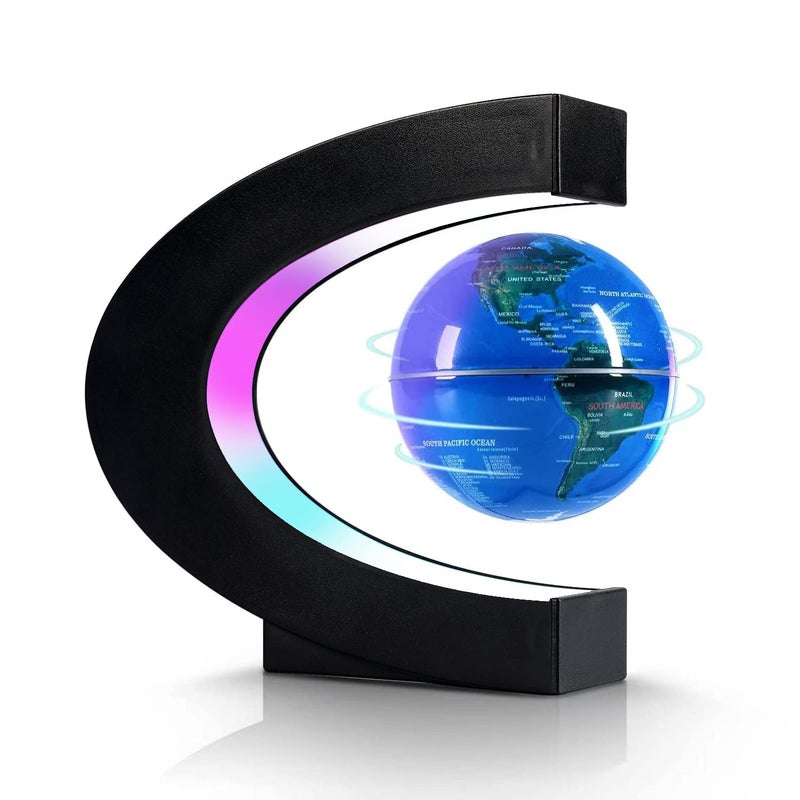 Flagest Magnetic Levitation Floating Globe Levitating C Shape Globe with LED Lights for Education Home Office Desk Bookshelf Decor Holiday Anniversary Creative Item33 Inches - Image 1