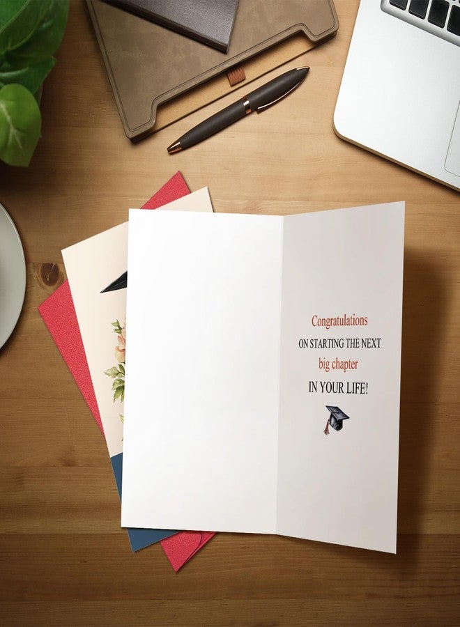 Ogeby Funny Book Stack Themed Graduation Card, Floral Graduation Card for Friend Son Daughter Kids, Congratulations on Starting the Next Big Chapter in Your Life - Image 2