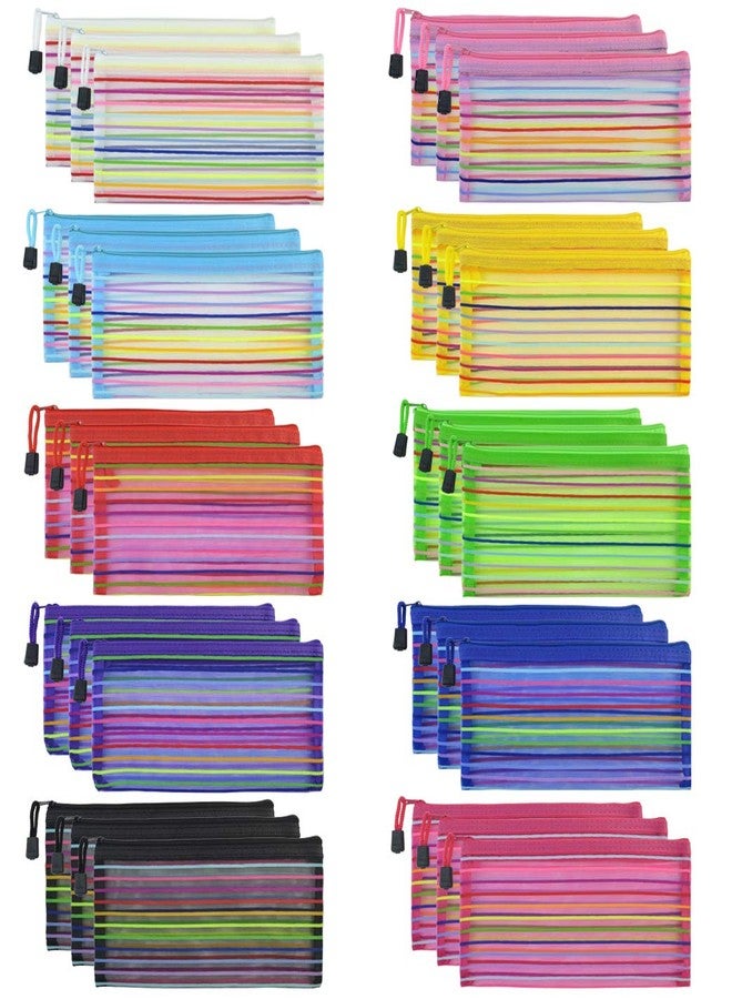 Tayfremn 30pcs Mesh Zipper Pouch B6 Net Zipper Bag Multipurpose Travel Mesh Bag Plastic Colorful Small Pencil Pouches to Storage Cosmetics Stationery Office Supplies,10 Color - Image 1