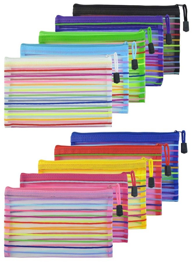 Tayfremn 30pcs Mesh Zipper Pouch B6 Net Zipper Bag Multipurpose Travel Mesh Bag Plastic Colorful Small Pencil Pouches to Storage Cosmetics Stationery Office Supplies,10 Color - Image 2