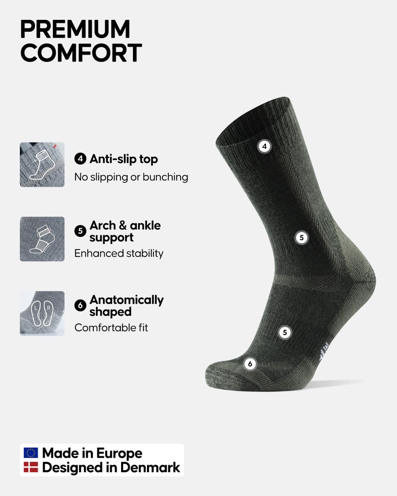 DANISH ENDURANCE Hiking Socks Women & For Men, Merino Wool Socks, Crew Mens, Womens Moisture Wicking, Work, Calcetines para Hombre, Forest Green, Medium - Image 3
