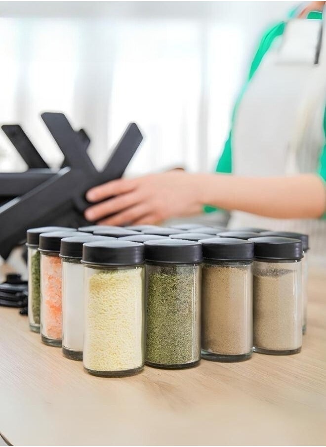 Denx Rotating Spice Rack Organizer With 18 Glass Spice Jars, Spice Jar Set With 18 360 Degree Rotating Spice Jars, Wheel-Shaped Spice Bottle Set - Image 3
