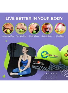 YOGA TUNE UP YOGA TUNE UP® Therapy Balls in Tote by Tune Up Fitness - Massage Balls for Trigger Point, Pressure Point & Myofascial Release - Use as Single or Peanut Ball for Pain Relief & Relaxation (Apple Green)  - Image 4