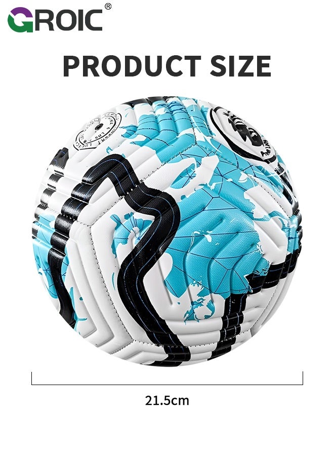 GROIC Durable PVC Size 5 Soccer Ball with Pump for Training and Practice for Kids, Youth & School Sports, Indoor Outdoor Use, 12 Embossed Pieces, Blue - Image 4