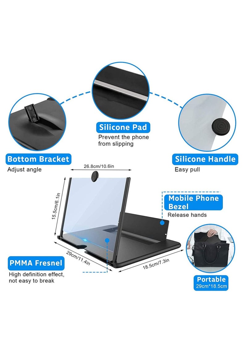 Captaintech 12’’ Screen Magnifier Mobile Phone 3D Magnifier Projector Screen for Movies, Videos, and Gaming – Foldable Phone Stand with Screen Amplifier – Compatible with All Smartphones - Image 2