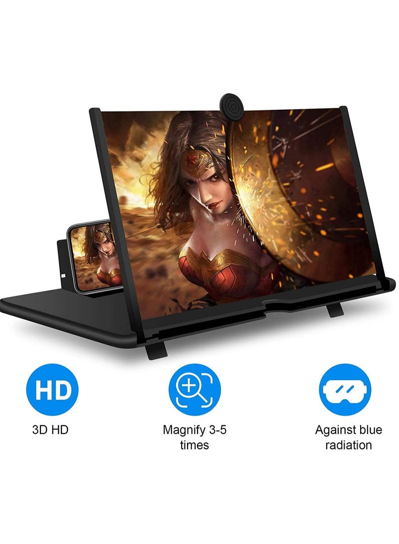 Captaintech 12’’ Screen Magnifier Mobile Phone 3D Magnifier Projector Screen for Movies, Videos, and Gaming – Foldable Phone Stand with Screen Amplifier – Compatible with All Smartphones - Image 3