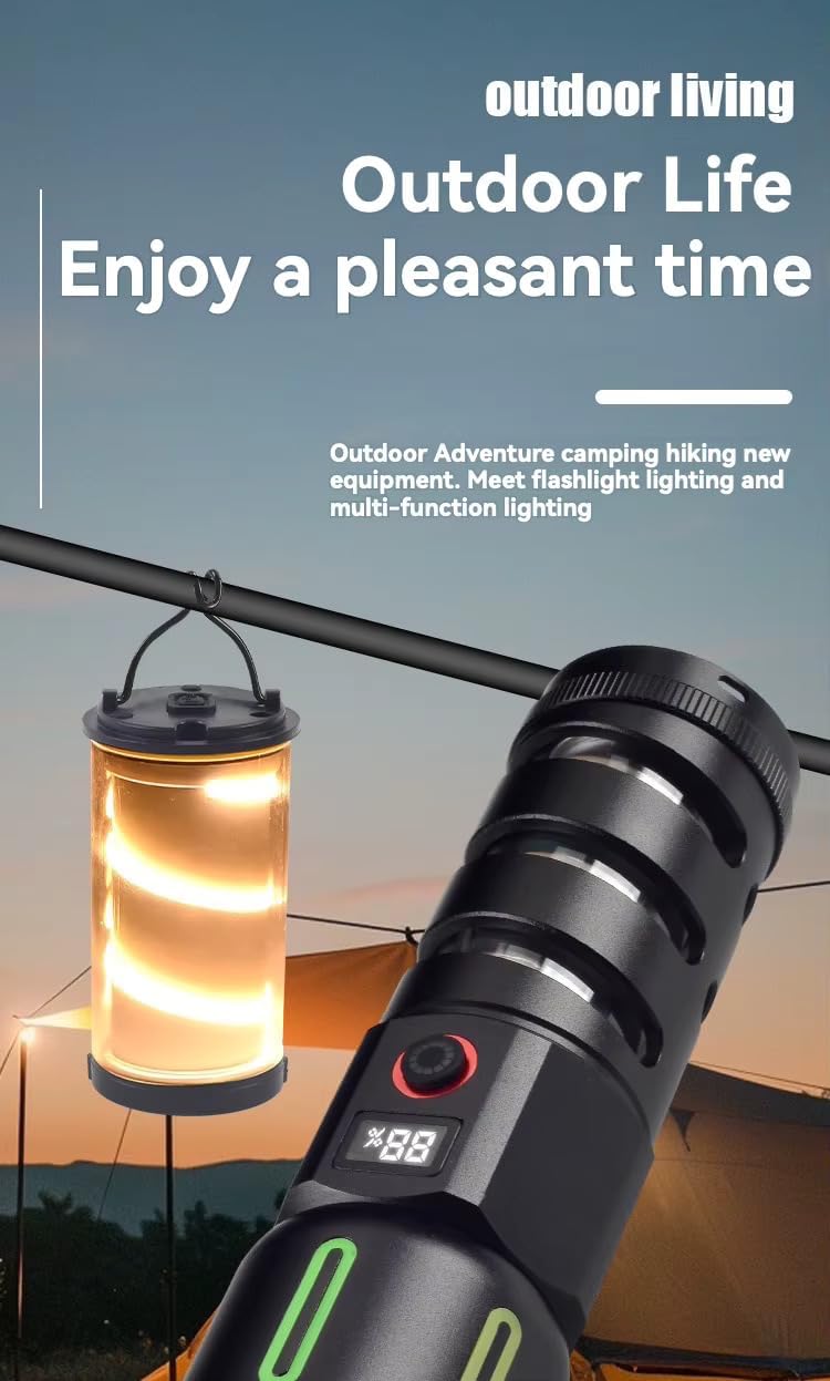 Dravizon Torch Light Rechargeable High Power Long Distance 100000 Lumens Led Torchlight Powerful Charging Torch Bright Flash Light Waterproof Tactical Long Range Flashlight for Trekking Emergency - Image 4