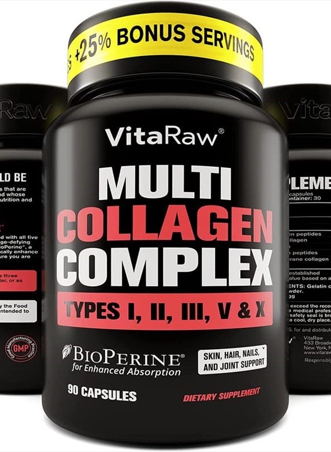 VitaRaw 𝗪𝗜𝗡𝗡𝗘𝗥 𝟭𝟴𝟬𝟬𝗺𝗴 Collagen Pills - Multi Collagen Supplements (Types I, II, III, V & X) Collagen Peptides Pills for Hair, Skin & Joints - Hydrolyzed Collagen Protein Powder for Women and Men - Image 1