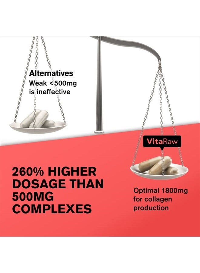 VitaRaw 𝗪𝗜𝗡𝗡𝗘𝗥 𝟭𝟴𝟬𝟬𝗺𝗴 Collagen Pills - Multi Collagen Supplements (Types I, II, III, V & X) Collagen Peptides Pills for Hair, Skin & Joints - Hydrolyzed Collagen Protein Powder for Women and Men - Image 4