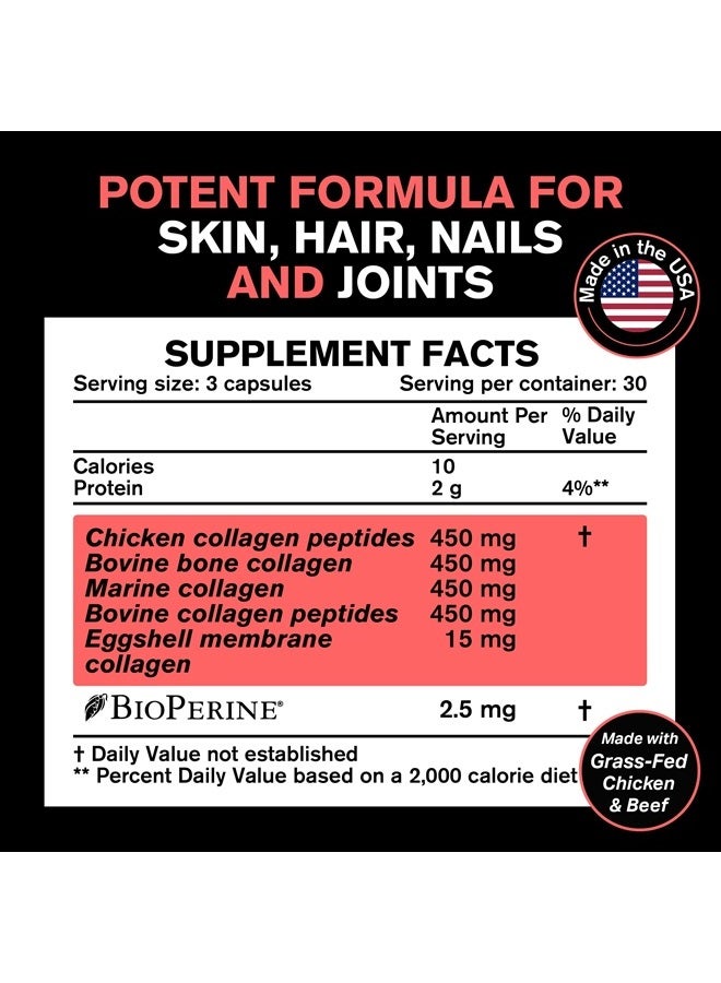 VitaRaw 𝗪𝗜𝗡𝗡𝗘𝗥 𝟭𝟴𝟬𝟬𝗺𝗴 Collagen Pills - Multi Collagen Supplements (Types I, II, III, V & X) Collagen Peptides Pills for Hair, Skin & Joints - Hydrolyzed Collagen Protein Powder for Women and Men - Image 2