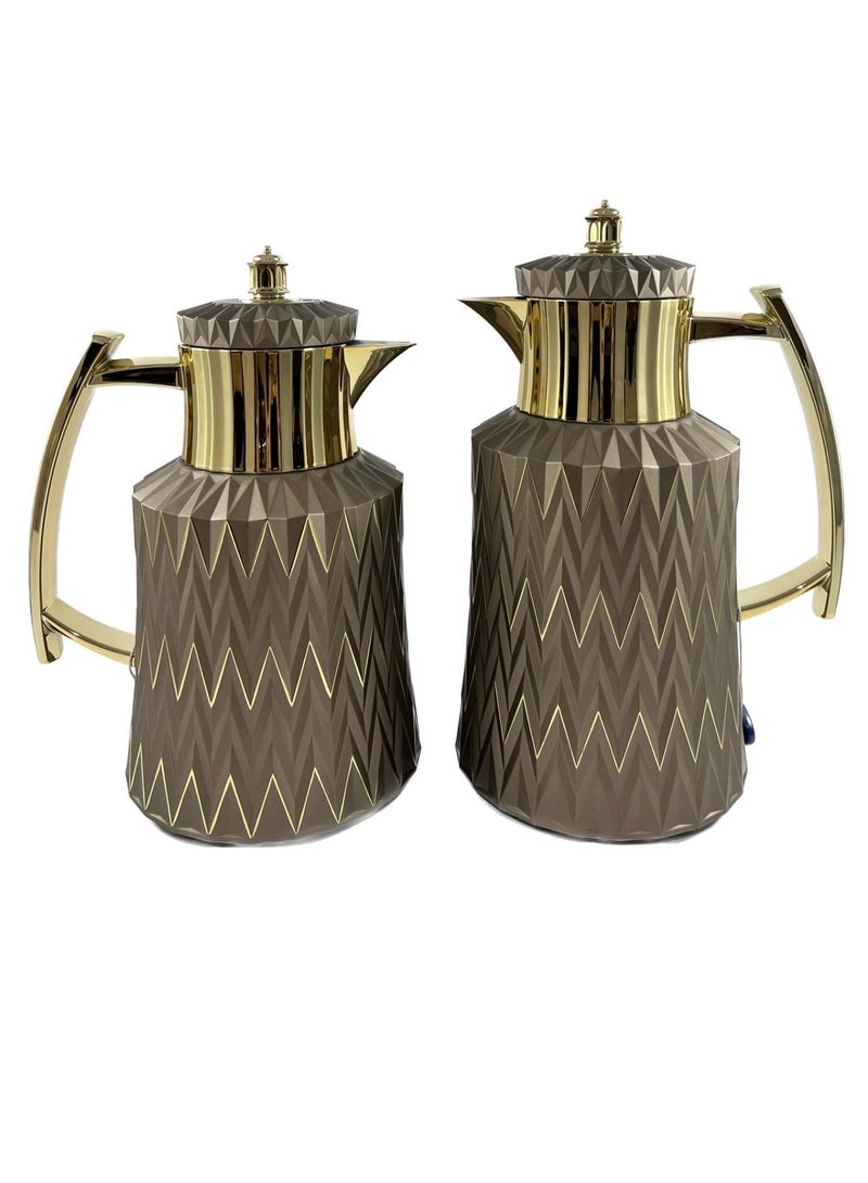 Home Maker ترموس شاي وقهوة من قطعتين، بني وذهبي - Image 2
