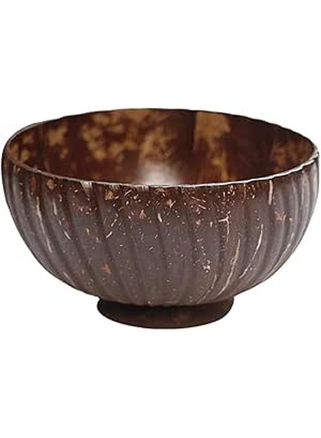 Natural Coconut Shell Salad Bowl with Raised Base for Snacks and Meals - Image 1