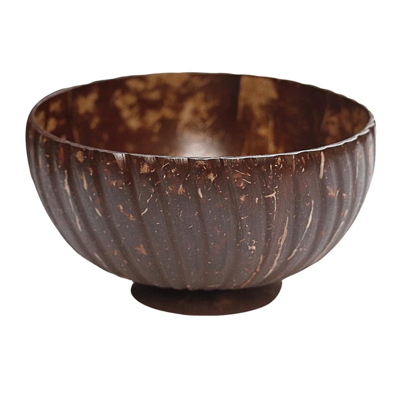 Natural Coconut Shell Salad Bowl with Raised Base for Snacks and Meals - Image 2