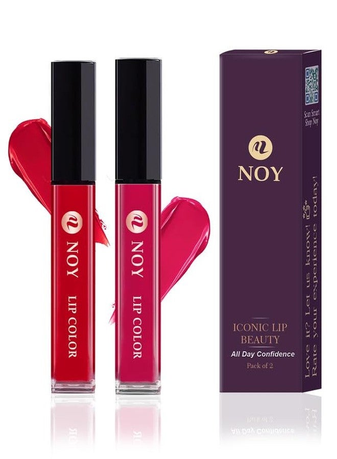 NOY Lipstick Waterproof Comfortable Matte Everyday Style Nude Lipstick Red, Magenta Pack of 2 - Image 2