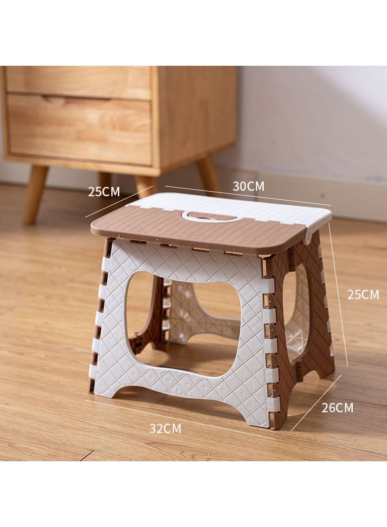 Portable Home Outdoor Folding Stool, Khaki - Image 1