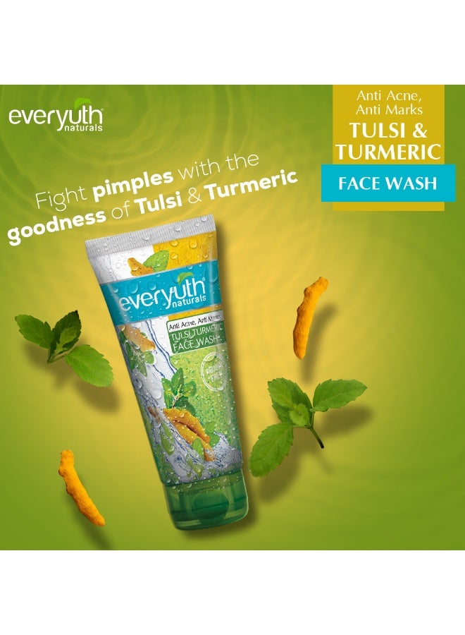 Everyuth Naturals Anti Acne, Anti Marks Tulsi Turmeric Face Wash|Gentle Exfoliation & Blemish Control|Paraben free|For Oily, Dry, Normal, Combination & Sensitive Skin|100% Soap Free - 150 g - Image 2