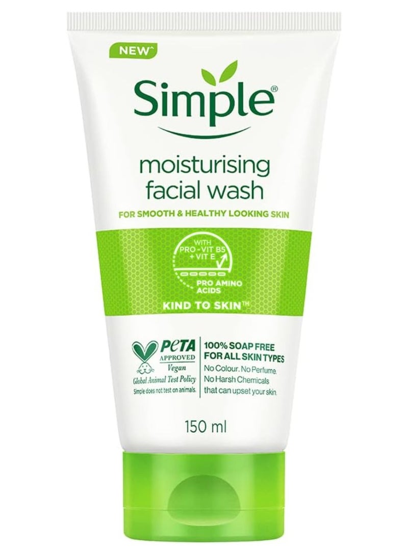Simple moisturising facial wash 150ml | 100% soap free | Non Comodogenic - Image 1