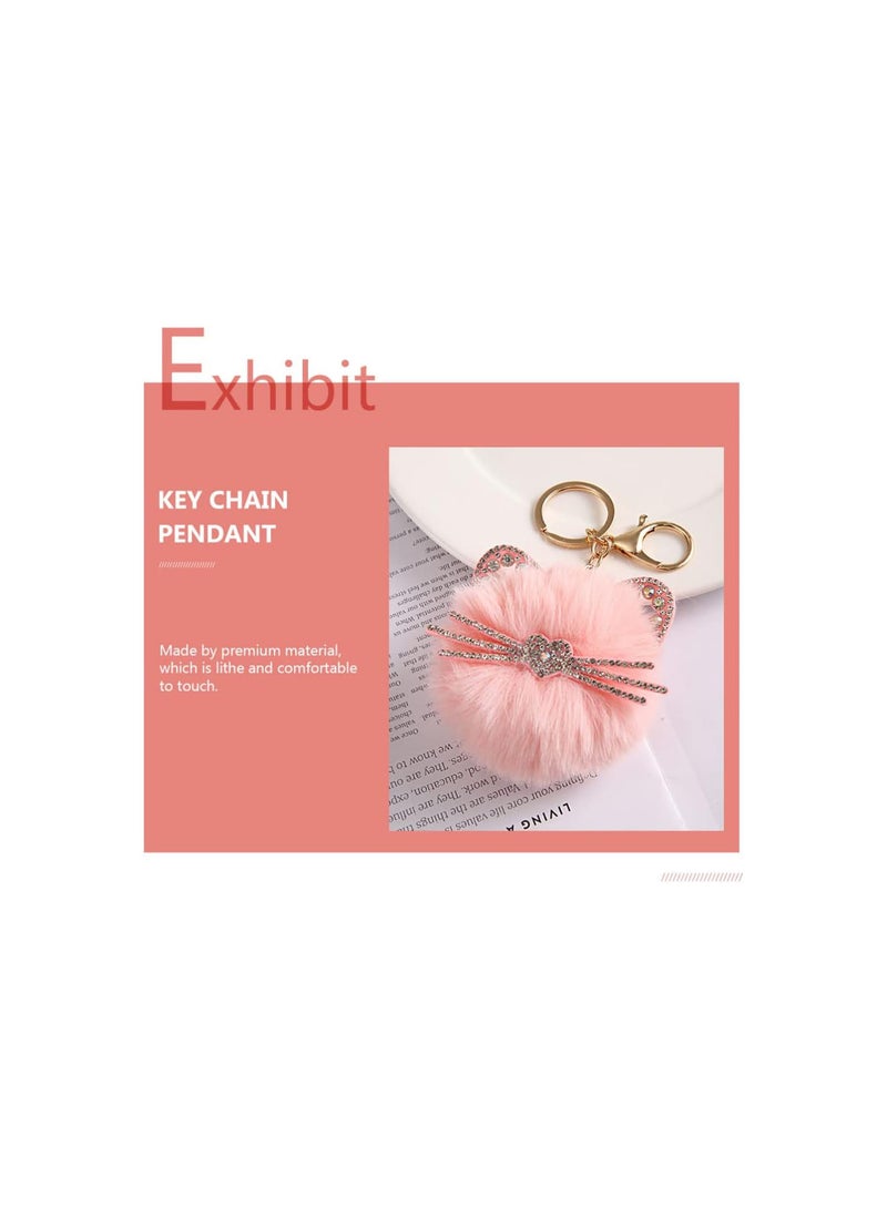 GGOOT 3pcs Pom Pom Keychain Artificial Fur Puff Ball Keychain Cute Animal Cat Shaped Keyring Hanging Ornaments for Women Car Handbag Charms Pendant Accessory Pink - Image 3