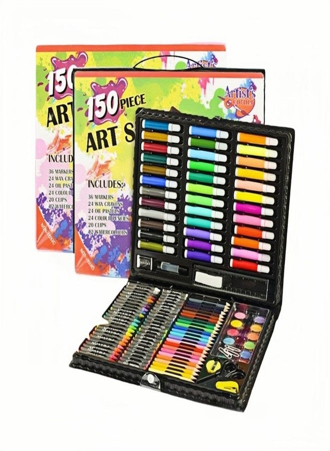 Cable World Arts and Crafts Supplies, 150-Pack Drawing Painting Set for Kids Girls Boys Teens, Coloring Art Kit Gift: Crayons, Oil Pastels, Watercolors Cake, Colored Pencils Markers - Image 5