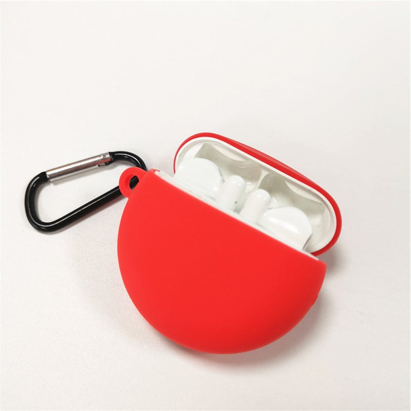 Silicone Earphone Case Cover Protective Jacket Wireless BT Earphone Storage Box Cover Portable Headphone Cases Soft Protective Sleeve with Hanging Loop Compatible with HUAWEI Freebuds3 - Image 1