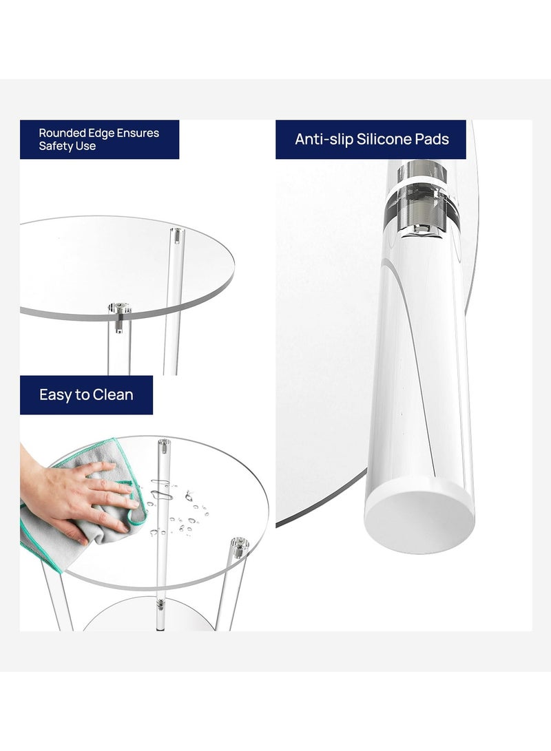 XiuWoo Acrylic Detachable End Table, Round Acrylic Coffee Table, 2 Tier Multifuntional Clear Nightstand End Table for Small Spaces, Detachable Beside Table for Living Room, Bedroom, Study Room - Image 5