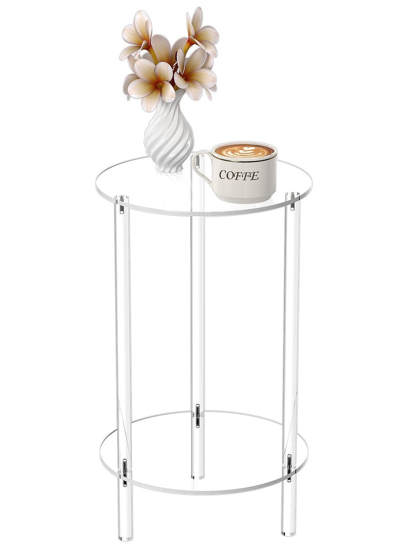 XiuWoo Acrylic Detachable End Table, Round Acrylic Coffee Table, 2 Tier Multifuntional Clear Nightstand End Table for Small Spaces, Detachable Beside Table for Living Room, Bedroom, Study Room - Image 4