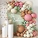 MEBAY Pink Green Brown White Balloon Garland Arch Kit 166Pcs Blush Pink Pastel Green White Sand Tan Brown Boho Balloons for Baby Shower Birthday Wedding Safari Jungle Woodland Party Decorations - Image 2