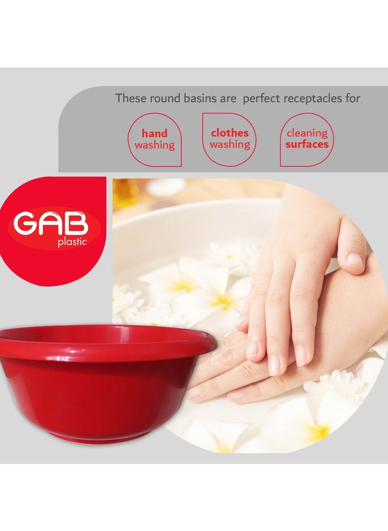 GAB Plastic, Round Basin, Set of 5 Basins in Different Sizes, Plastic Washbasin, Stackable Bowls, Multipurpose Washing Sink, Small Plastic Washbowl, Recycled Plastic, Sturdy and Durable.