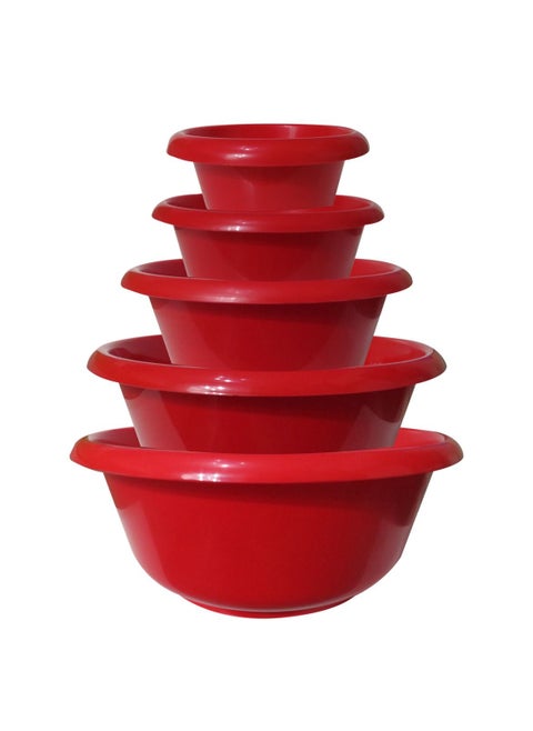 GAB Plastic, Round Basin, Set of 5 Basins in Different Sizes, Plastic Washbasin, Stackable Bowls, Multipurpose Washing Sink, Small Plastic Washbowl, Recycled Plastic, Sturdy and Durable.