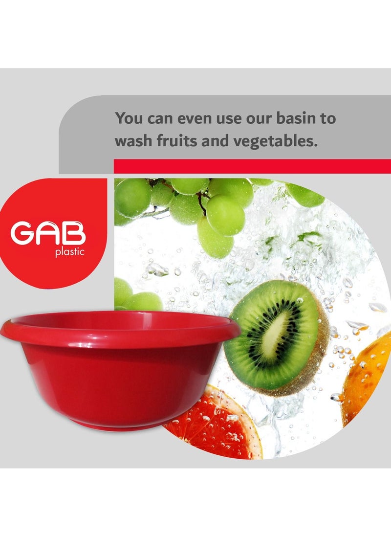 GAB Plastic, Round Basin, Set of 5 Basins in Different Sizes, Plastic Washbasin, Stackable Bowls, Multipurpose Washing Sink, Small Plastic Washbowl, Recycled Plastic, Sturdy and Durable.