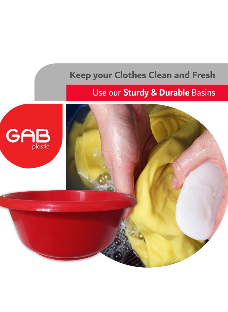 GAB Plastic, Round Basin, Set of 5 Basins in Different Sizes, Plastic Washbasin, Stackable Bowls, Multipurpose Washing Sink, Small Plastic Washbowl, Recycled Plastic, Sturdy and Durable.