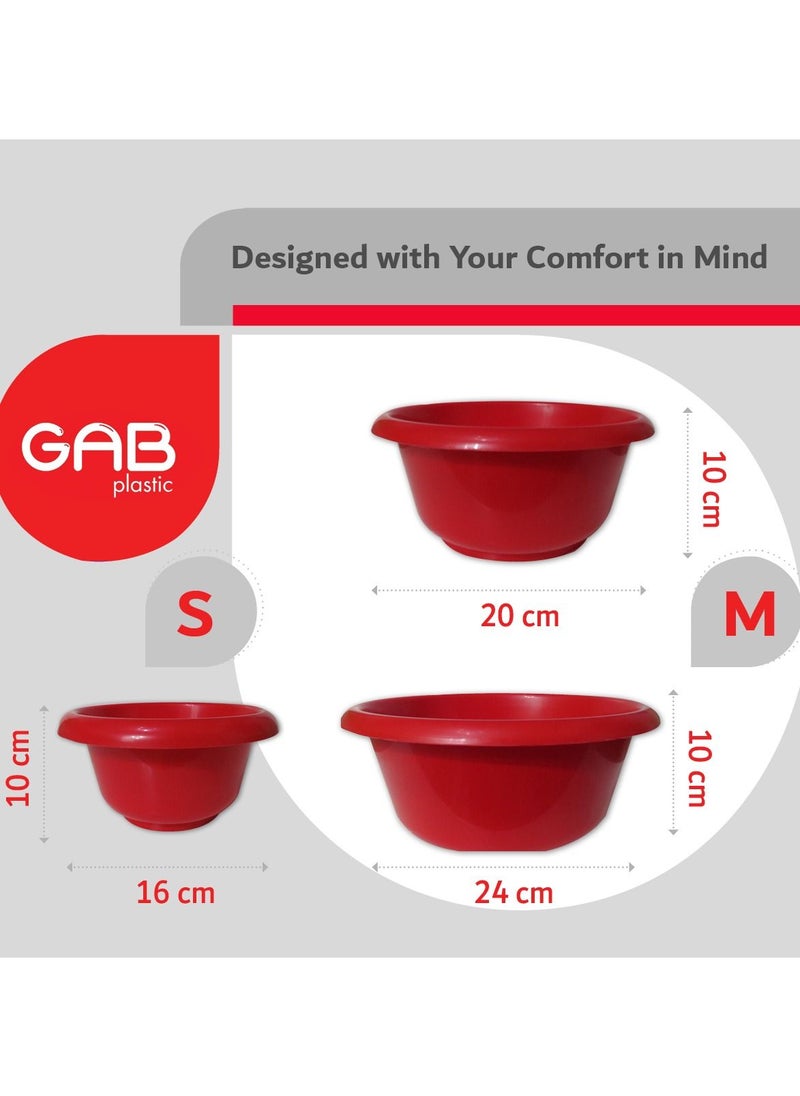 GAB Plastic, Round Basin, Set of 5 Basins in Different Sizes, Plastic Washbasin, Stackable Bowls, Multipurpose Washing Sink, Small Plastic Washbowl, Recycled Plastic, Sturdy and Durable.