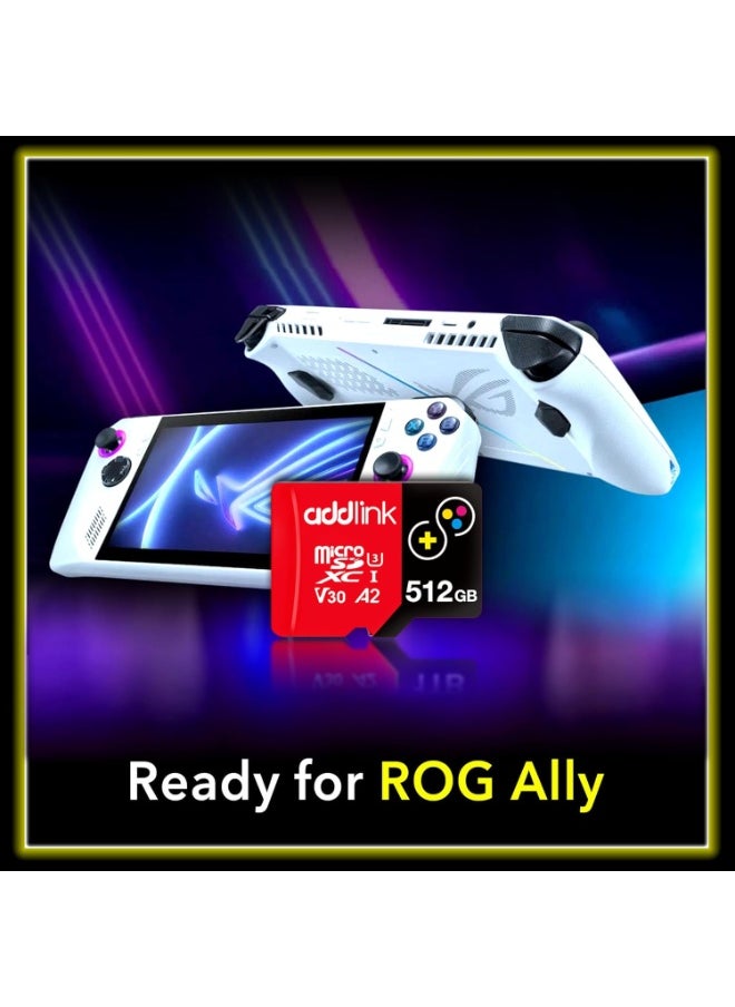 addlink 512GB TurboPlay Gaming MicroSDXC Memory Card, UHS-I, C10, U3, V30, A2, 4K Video, Up to 100/80 MB/s, Storage Expansion for Nintendo-Switch, Steam Deck, ROG Ally, Gaming Devices  - Image 2