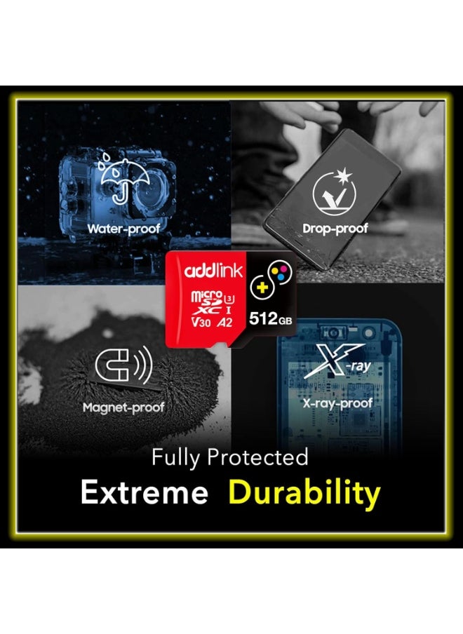 addlink 512GB TurboPlay Gaming MicroSDXC Memory Card, UHS-I, C10, U3, V30, A2, 4K Video, Up to 100/80 MB/s, Storage Expansion for Nintendo-Switch, Steam Deck, ROG Ally, Gaming Devices  - Image 4
