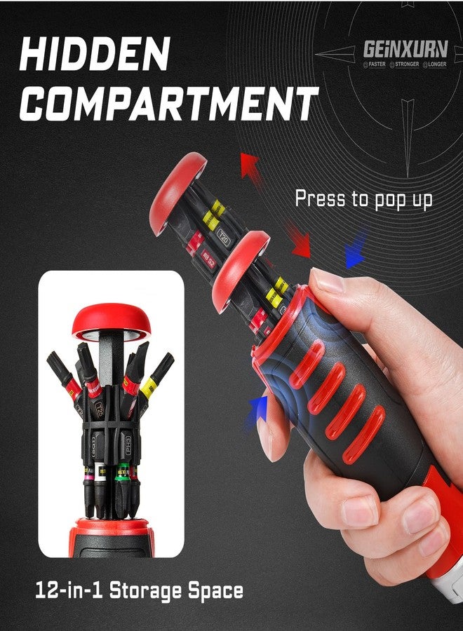 Geinxurn 19 Pieces Ratcheting Screwdriver Set, Mini Rachet Wrench, Rachet Screwdriver Handle and Nut Driver with 12 Pcs Impact Screwdriver Bits, Portable Hand Tools Set for Repair, DIY - Image 3