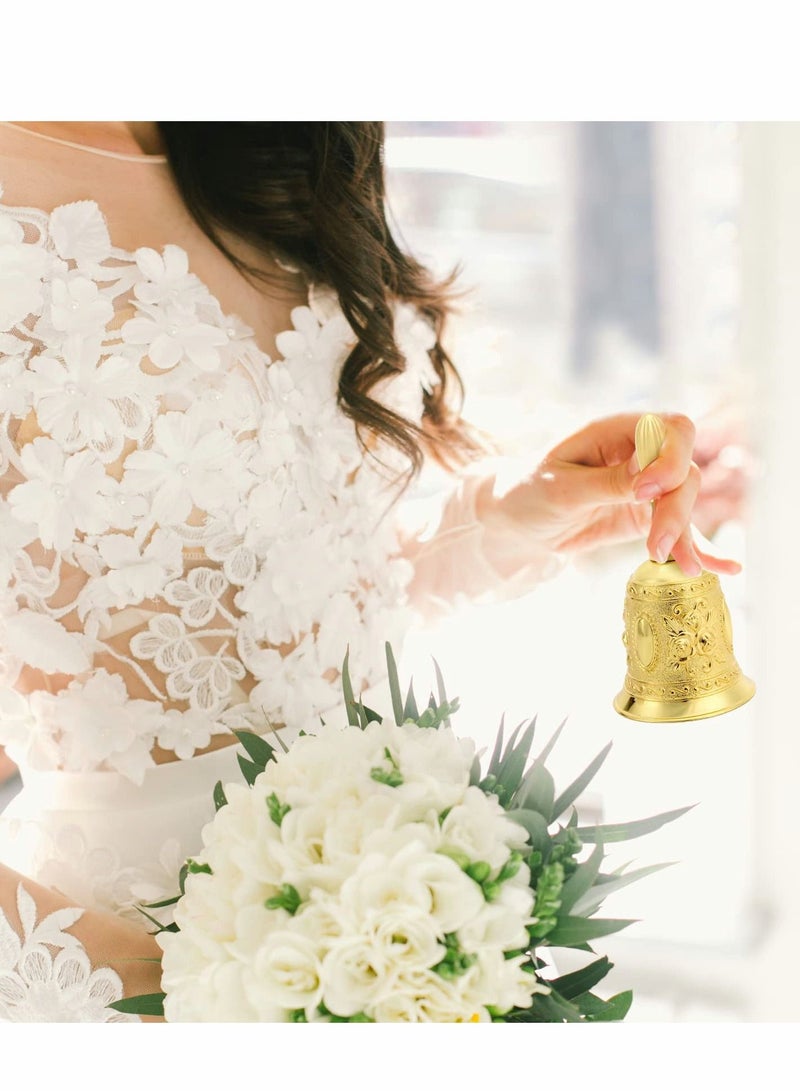 SYOSI Golden Hand Bell, Decorative Hand Bell, Engraved Bell Call Bell Handheld Bell for Wedding, School, Christmas, Alarm and Bedridden ( Gold ) - Image 5