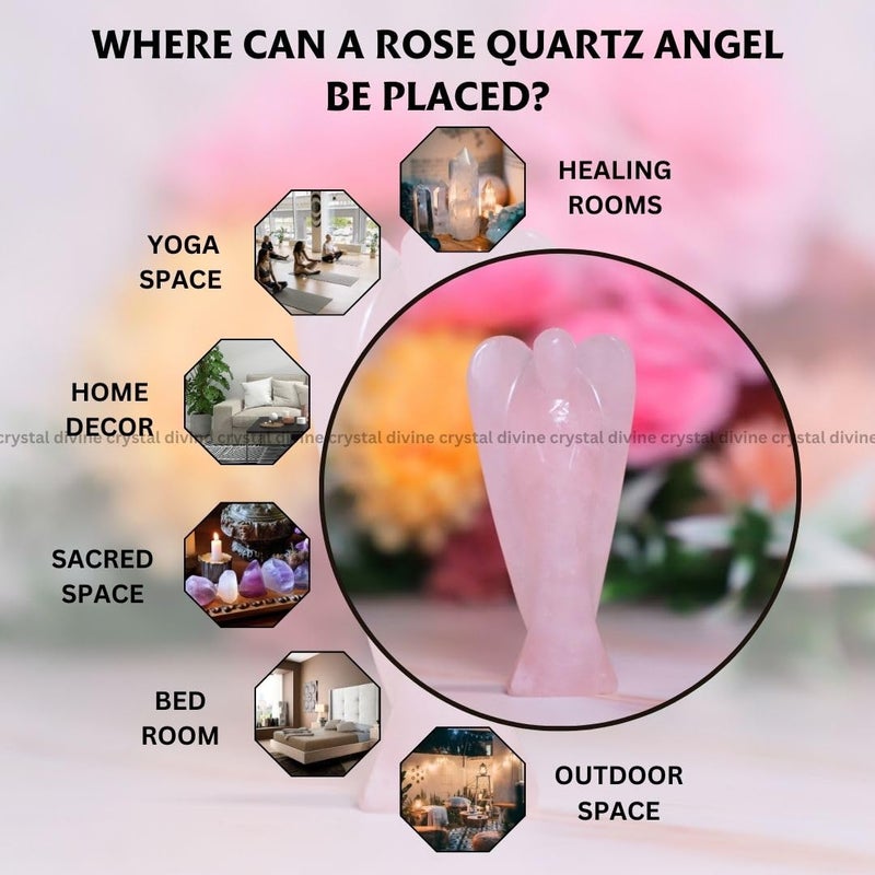 Crystal Divine Rose Quartz Angel Figurines and Statues For Home Decor Items Decorative Items Crystal Angel Statue Set Crystal Angel Set Angel Wings Angel Crystal Statue For Spritual Item Gift 1 Inch - Image 4