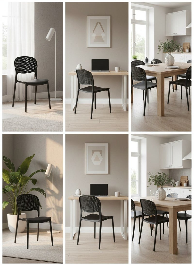 ترف كوم كرسي طعام بلاستيكي حديث للاستخدام الداخلي والخارجي كرسي منزلي، أثاث الحدائق، حبوب المطر، كرسي طعام من الراتنج، تكديس، أنيق، تصميم، - Image 5