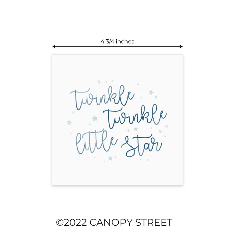 Canopy Street مناديل مشروبات حفلة استقبال المولود الجديدة بتصميم النجوم المتلألئة / 48 مناديل كوكتيل على شكل نجوم وقمر / 4 3/4" × 4 3/4" مناديل نجوم صغيرة 3 طبقات / 4 تصاميم سماء ليلية بألوان باهتة / مستلزمات حفلات الأطفال محايدة للجنس - Image 5